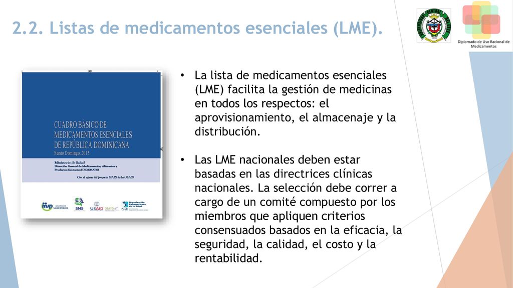 2.2. Listas de medicamentos esenciales (LME).