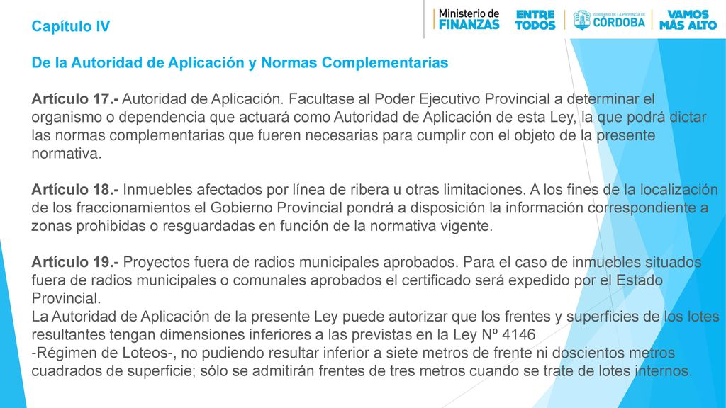 Capítulo IV De la Autoridad de Aplicación y Normas Complementarias