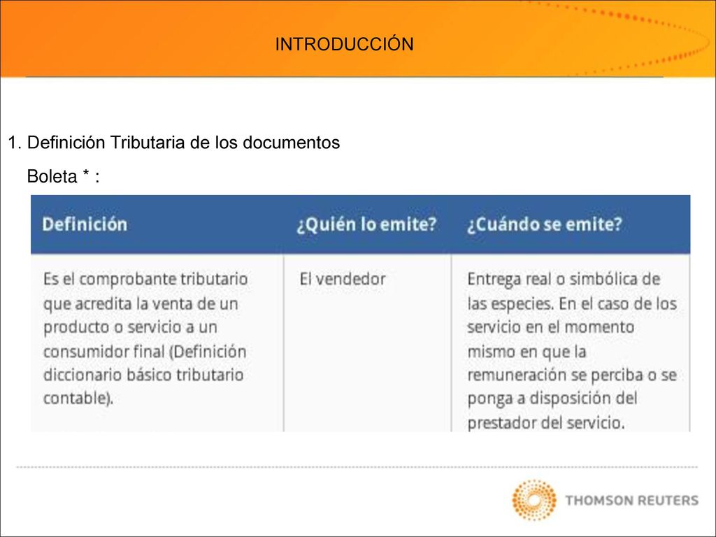 INTRODUCCIÓN 1. Definición Tributaria de los documentos Boleta * :