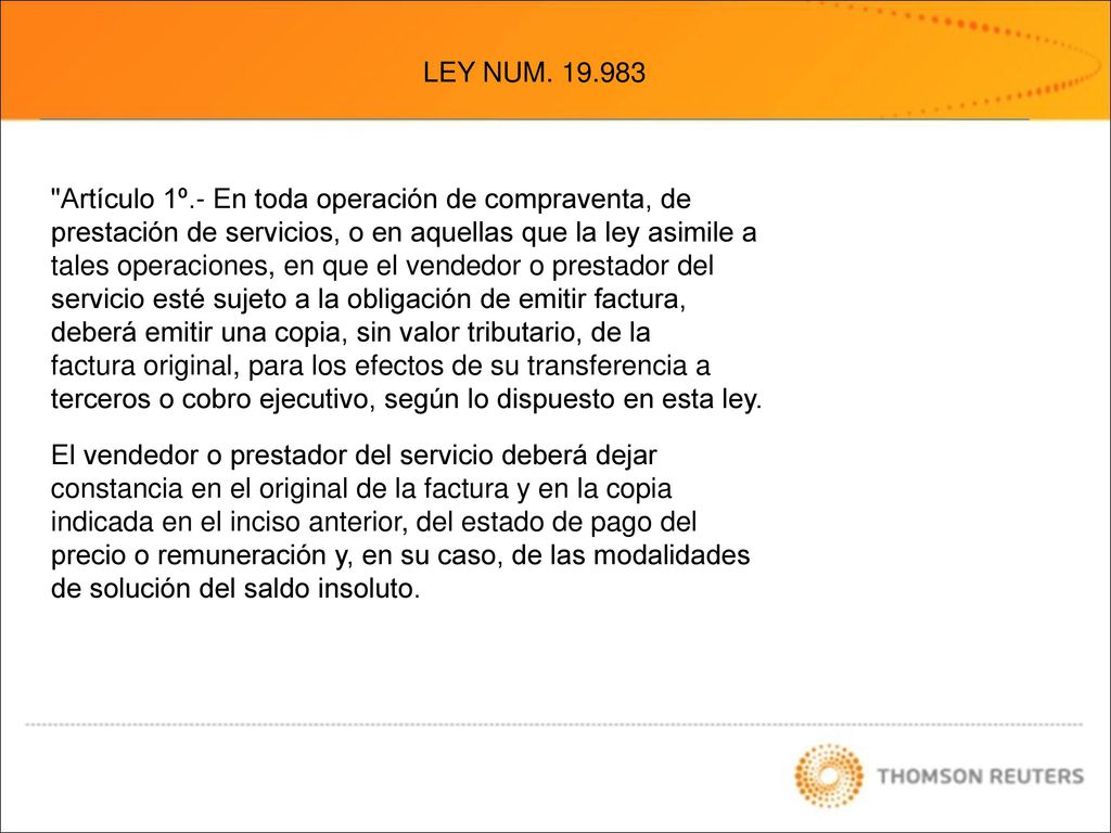 LEY NUM Artículo 1º.- En toda operación de compraventa, de.