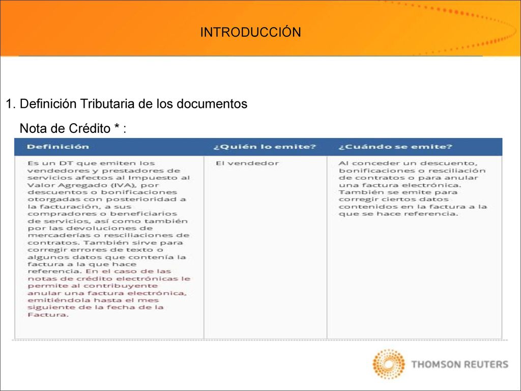 INTRODUCCIÓN 1. Definición Tributaria de los documentos Nota de Crédito * :