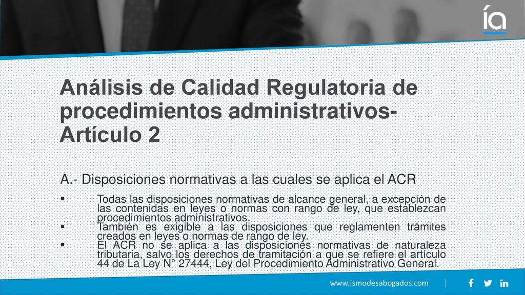 Análisis de Calidad Regulatoria de procedimientos administrativos- Artículo 2