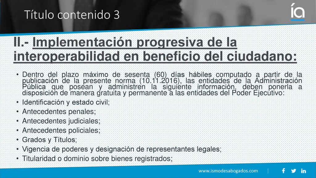 Título contenido 3 II.- Implementación progresiva de la interoperabilidad en beneficio del ciudadano: