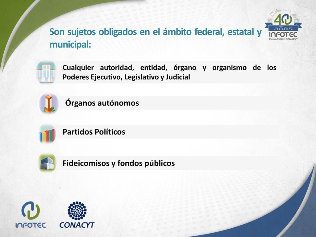 Son sujetos obligados en el ámbito federal, estatal y municipal: