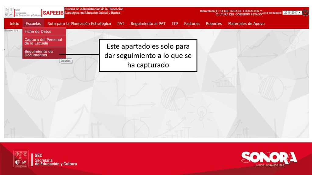 Este apartado es solo para dar seguimiento a lo que se ha capturado