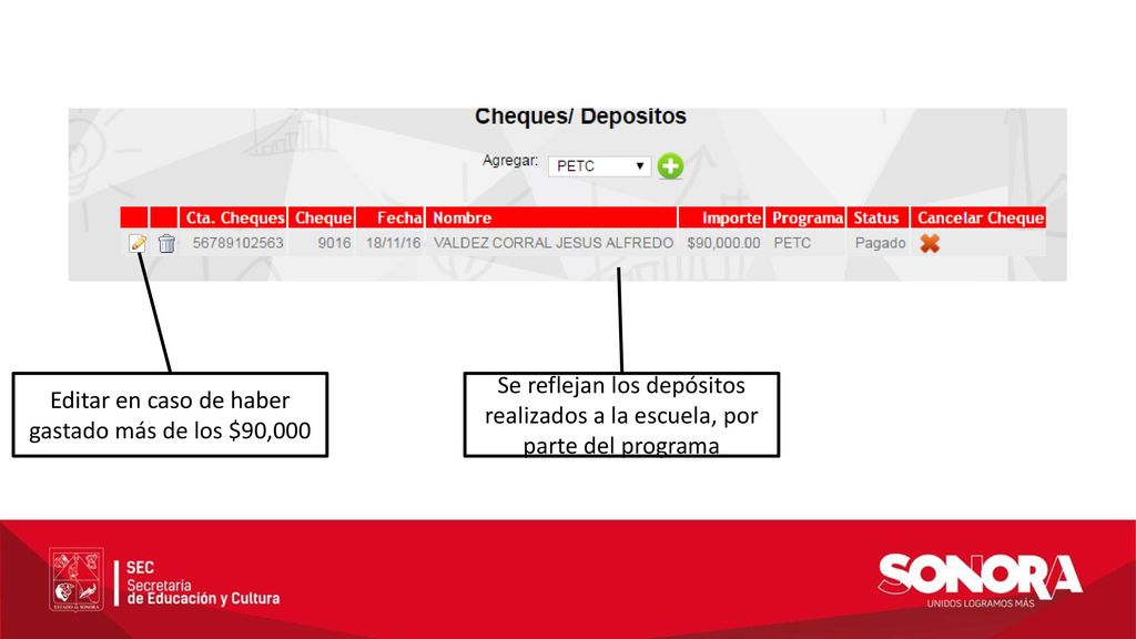 Editar en caso de haber gastado más de los $90,000