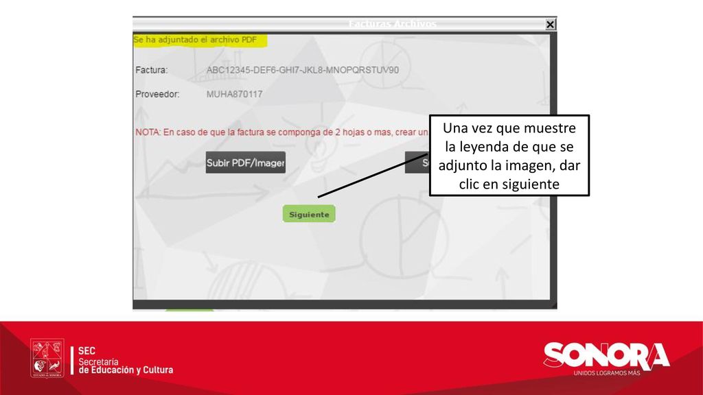 Una vez que muestre la leyenda de que se adjunto la imagen, dar clic en siguiente