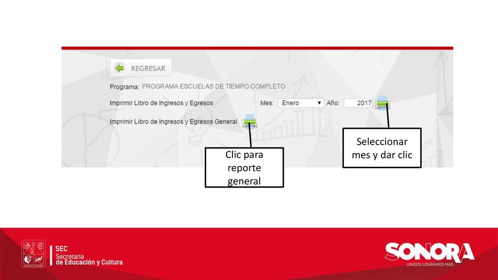 Seleccionar mes y dar clic Clic para reporte general