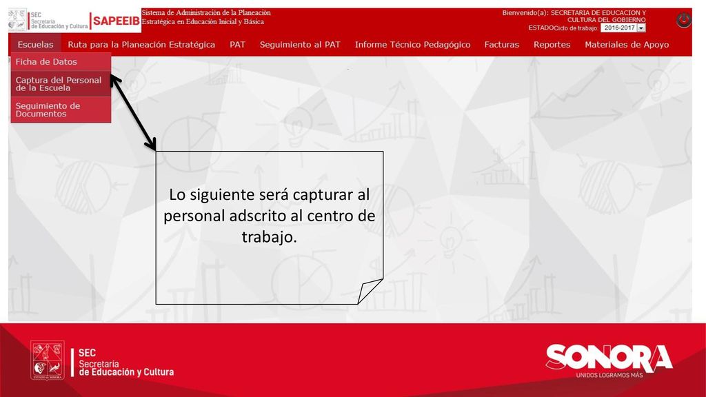 Lo siguiente será capturar al personal adscrito al centro de trabajo.