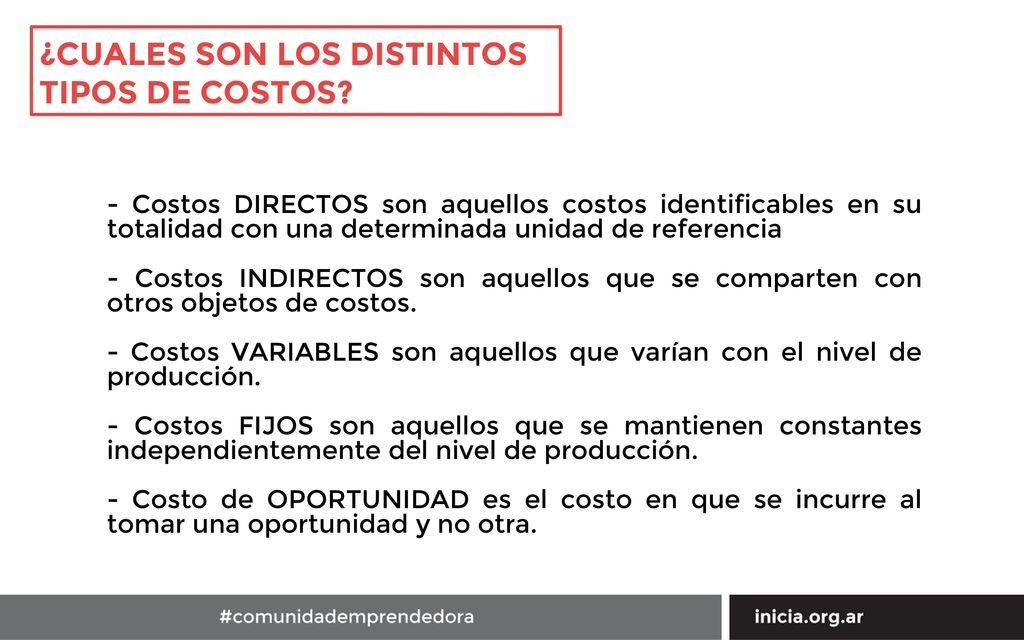 BASICOS QUE SE CONOCEN ¿CUALES SON LOS DISTINTOS TIPOS DE COSTOS