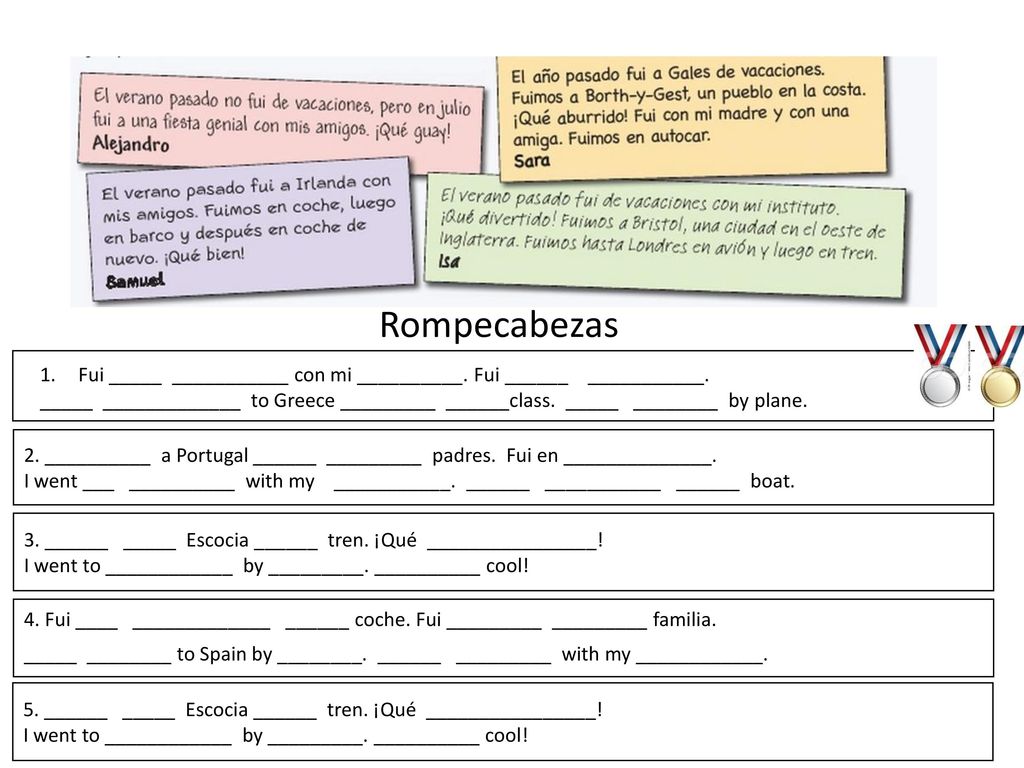 Rompecabezas Fui _____ ___________ con mi __________. Fui ______ ___________.