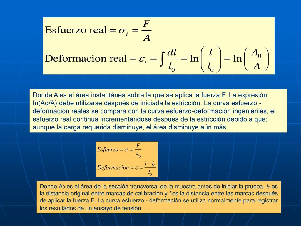 Donde A es el área instantánea sobre la que se aplica la fuerza F