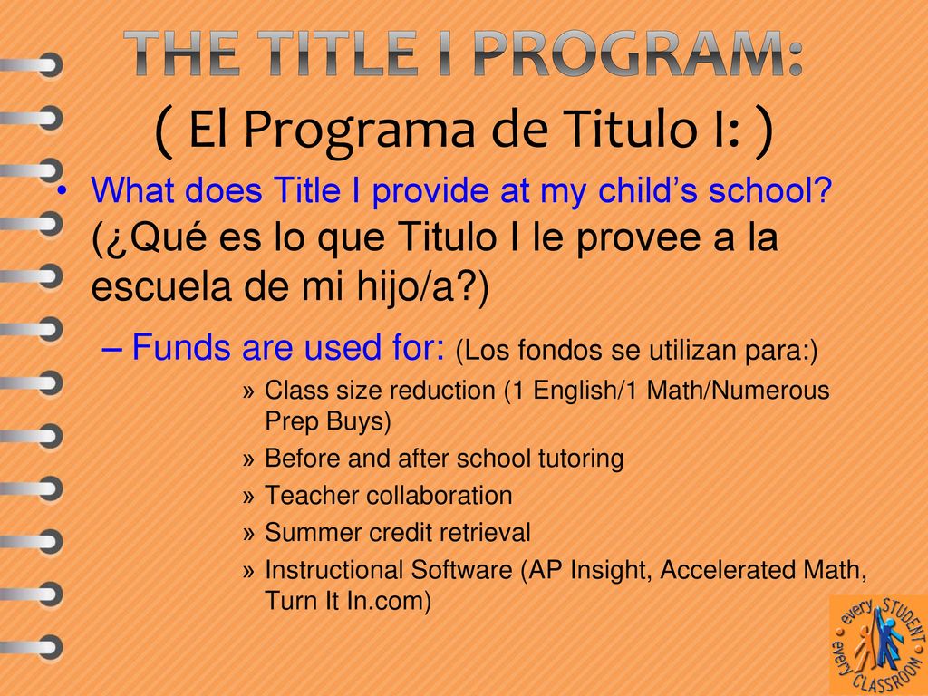 The Title I Program: ( El Programa de Titulo I: )