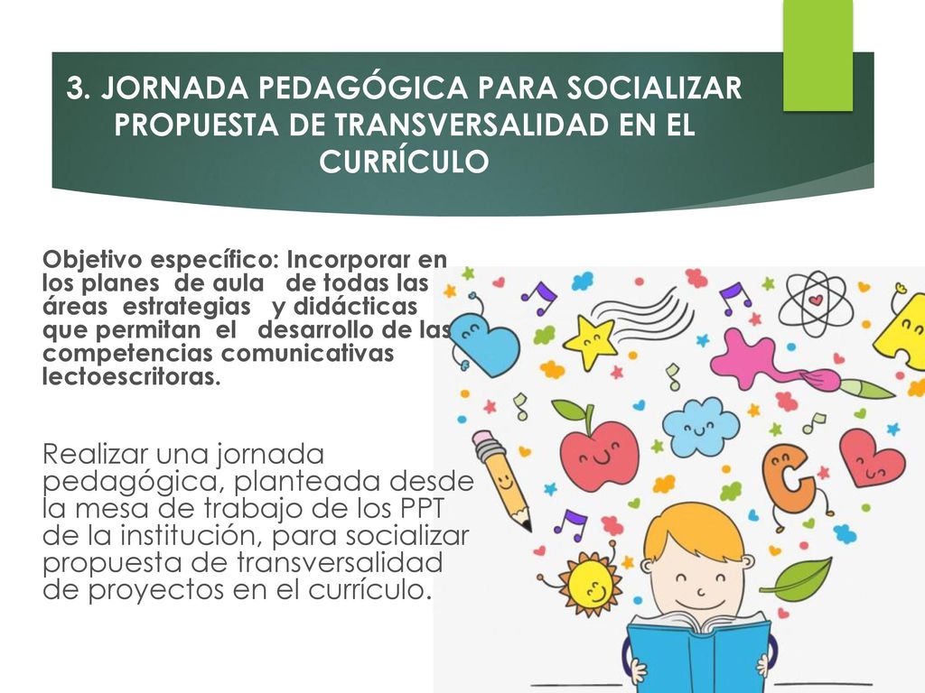 3. JORNADA PEDAGÓGICA PARA SOCIALIZAR PROPUESTA DE TRANSVERSALIDAD EN EL CURRÍCULO