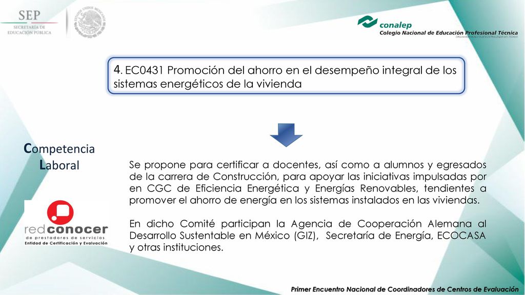 4. EC0431 Promoción del ahorro en el desempeño integral de los sistemas energéticos de la vivienda