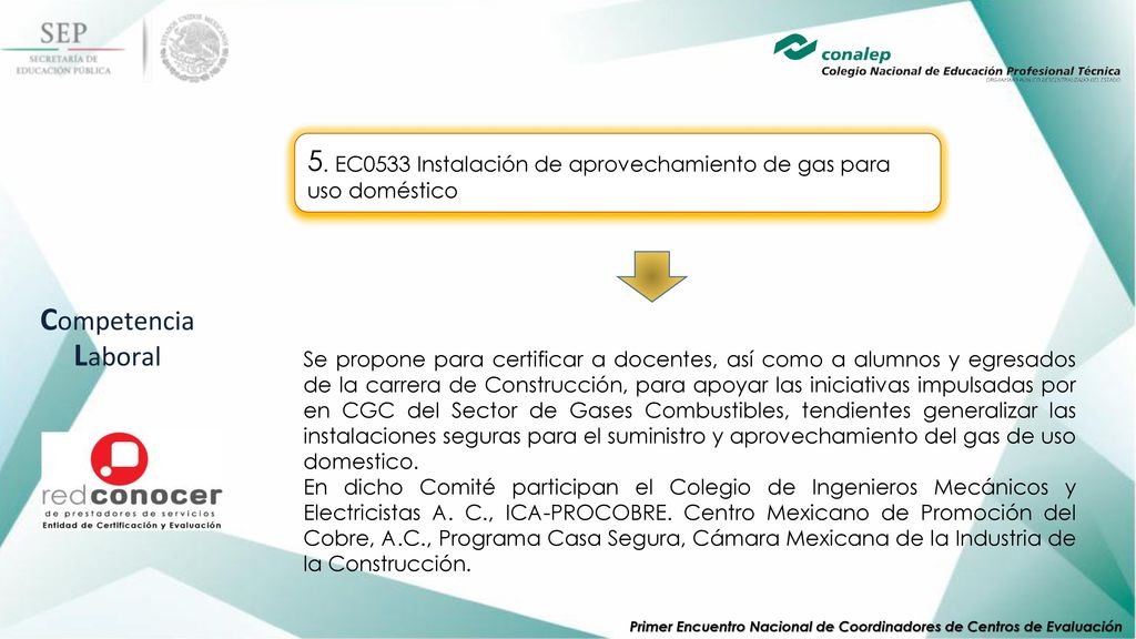 5. EC0533 Instalación de aprovechamiento de gas para uso doméstico