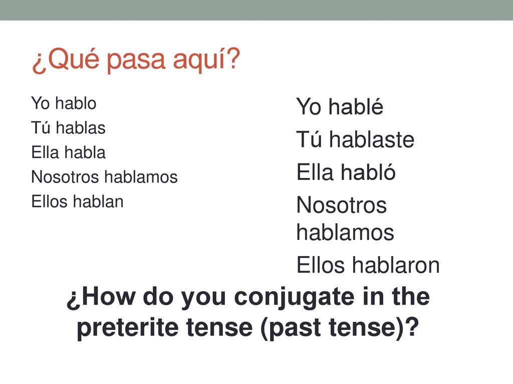 ¿How do you conjugate in the preterite tense (past tense)