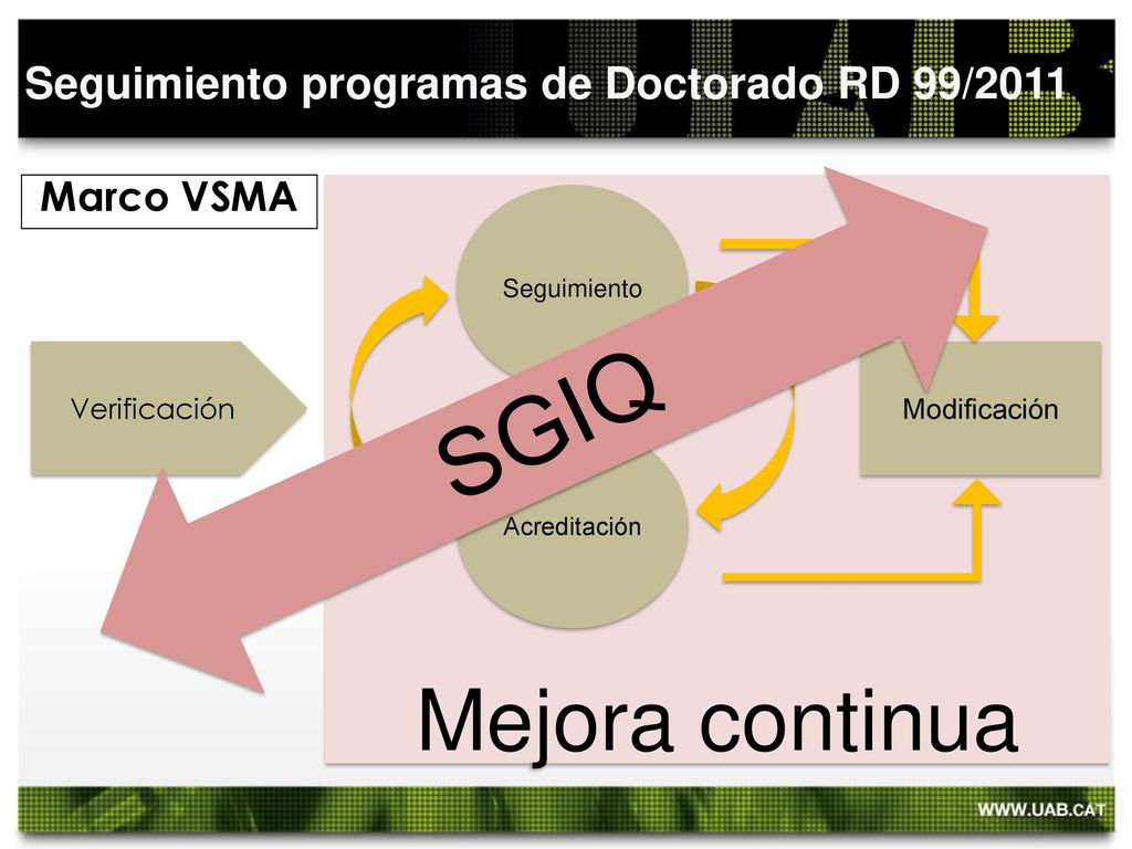 SGIQ Mejora continua Seguimiento programas de Doctorado RD 99/2011