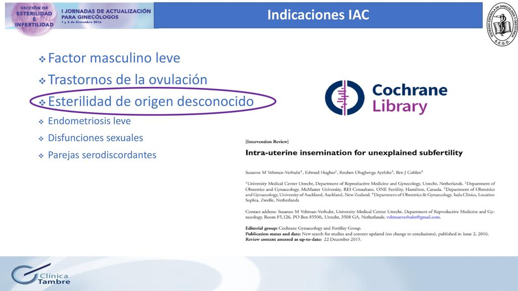Trastornos de la ovulación Esterilidad de origen desconocido