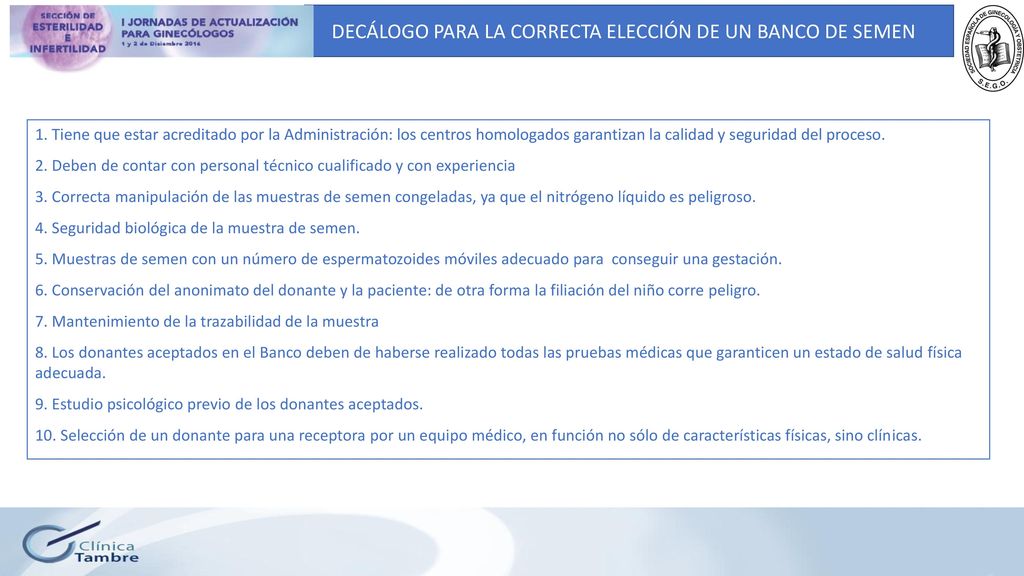 DECÁLOGO PARA LA CORRECTA ELECCIÓN DE UN BANCO DE SEMEN