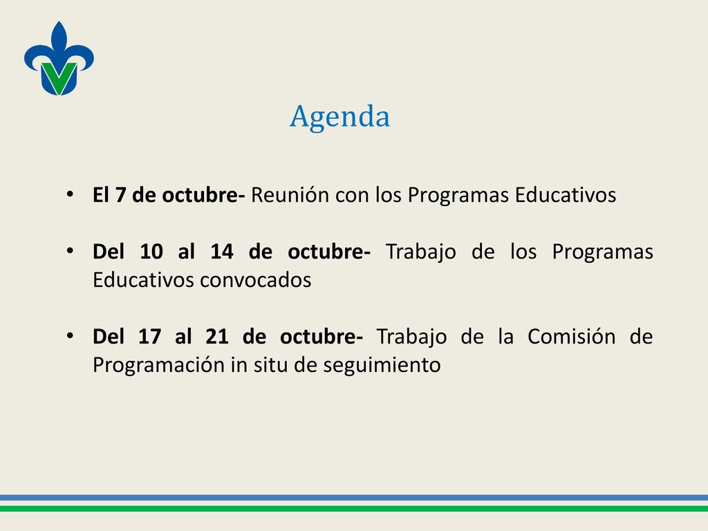 Agenda El 7 de octubre- Reunión con los Programas Educativos