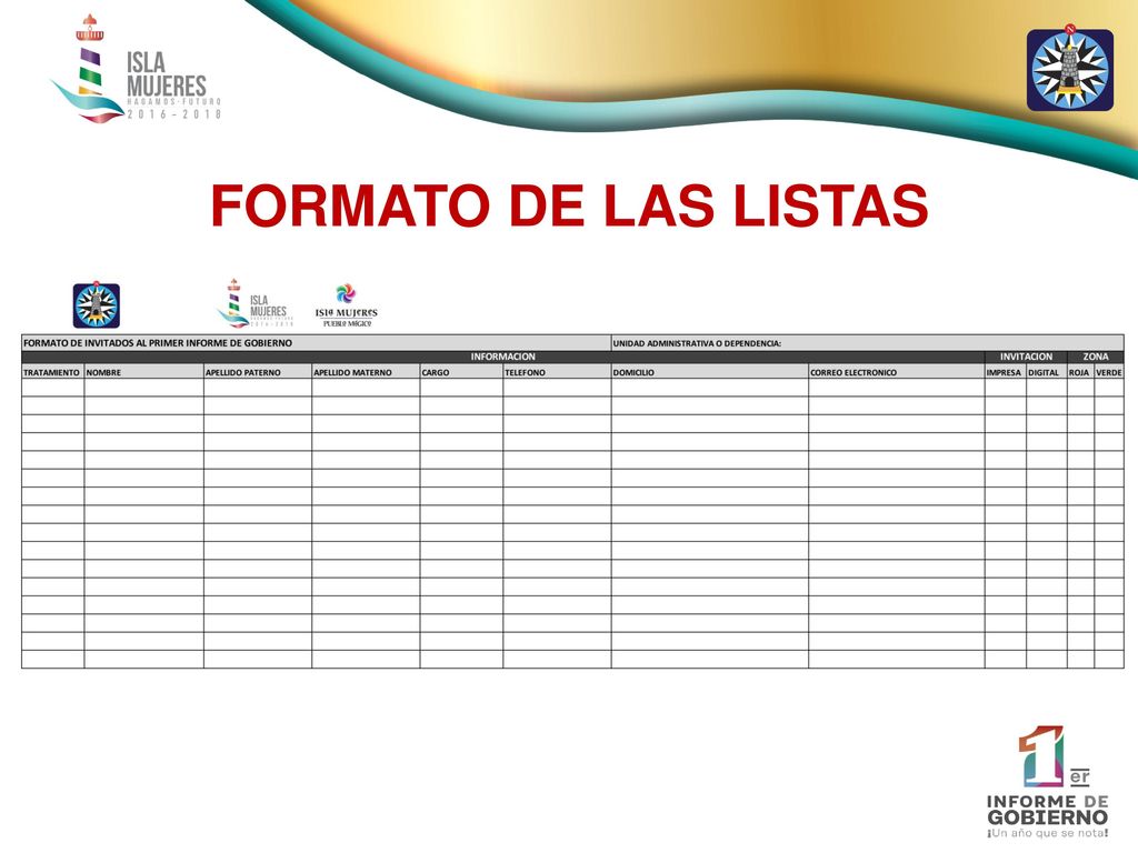 FORMATO DE LAS LISTAS