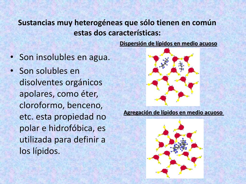 Sustancias muy heterogéneas que sólo tienen en común estas dos características: