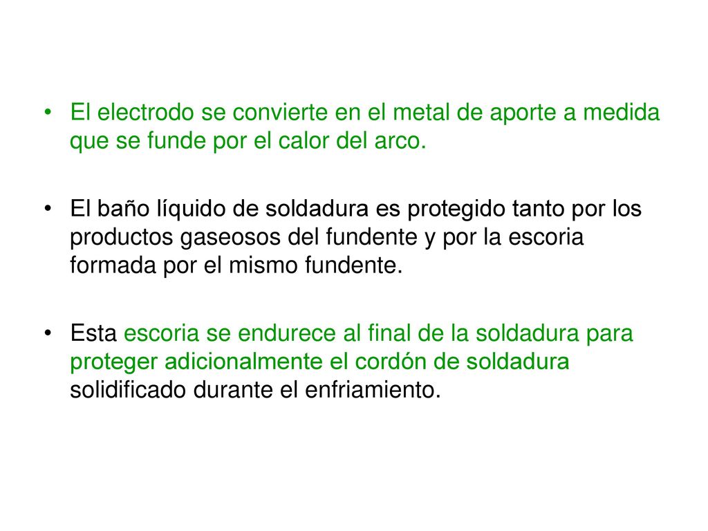 El electrodo se convierte en el metal de aporte a medida que se funde por el calor del arco.