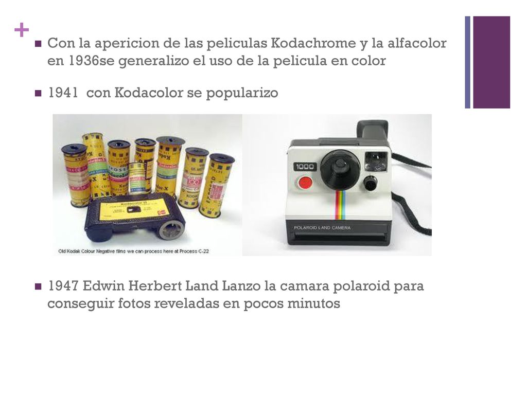 Con la apericion de las peliculas Kodachrome y la alfacolor en 1936se generalizo el uso de la pelicula en color