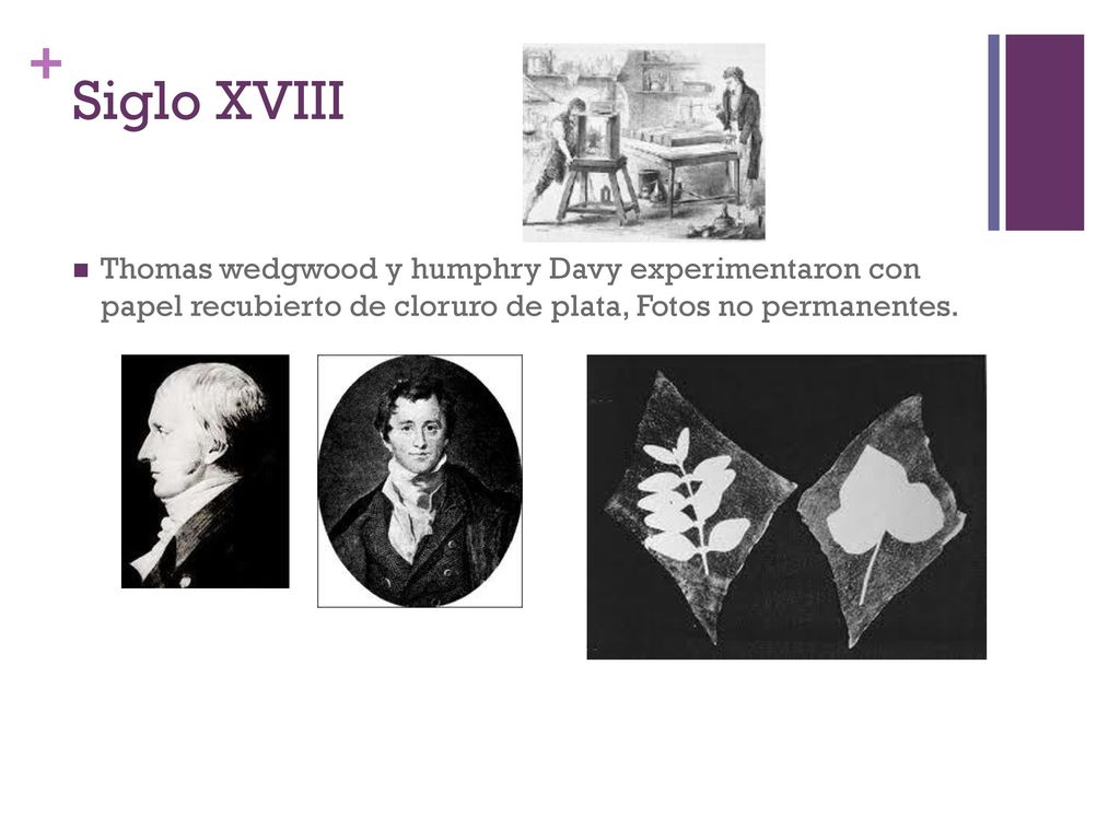 Siglo XVIII Thomas wedgwood y humphry Davy experimentaron con papel recubierto de cloruro de plata, Fotos no permanentes.