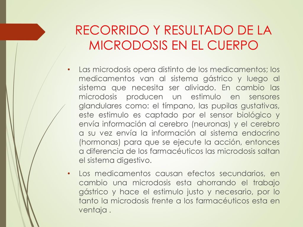 RECORRIDO Y RESULTADO DE LA MICRODOSIS EN EL CUERPO