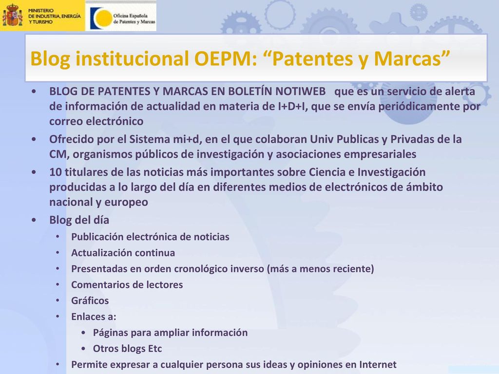 Blog institucional OEPM: Patentes y Marcas