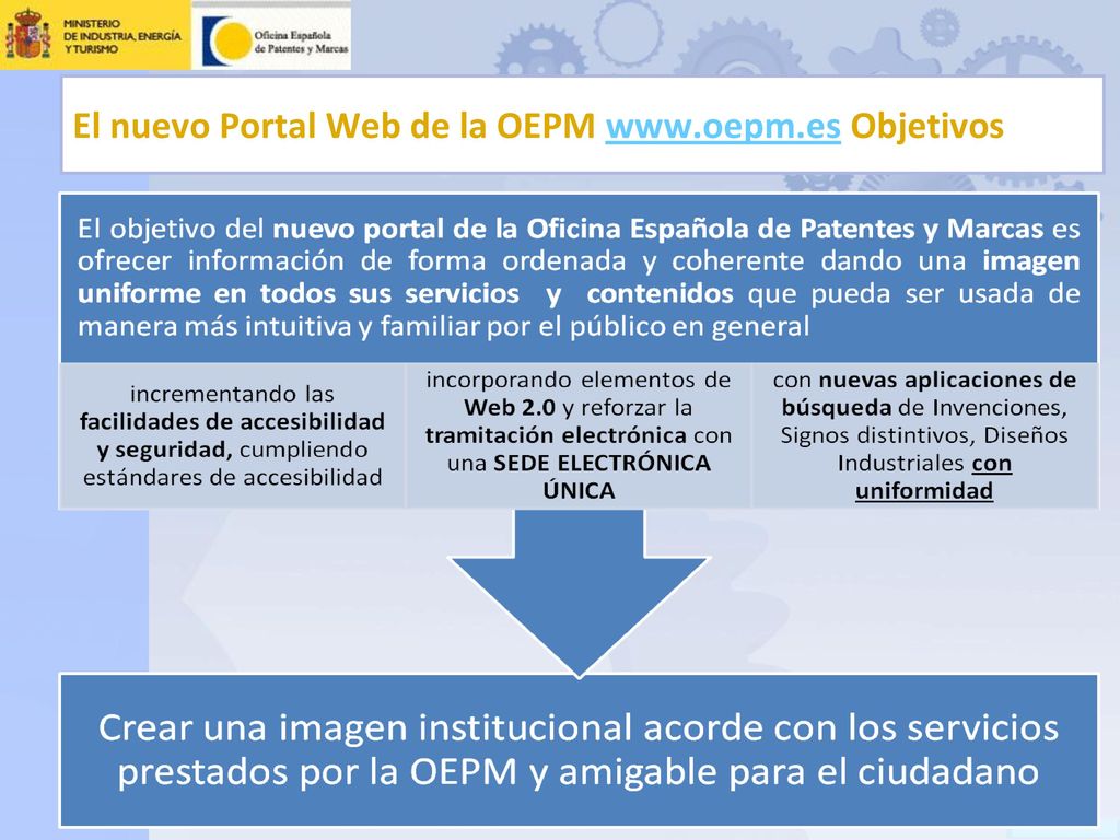 El nuevo Portal Web de la OEPM   Objetivos