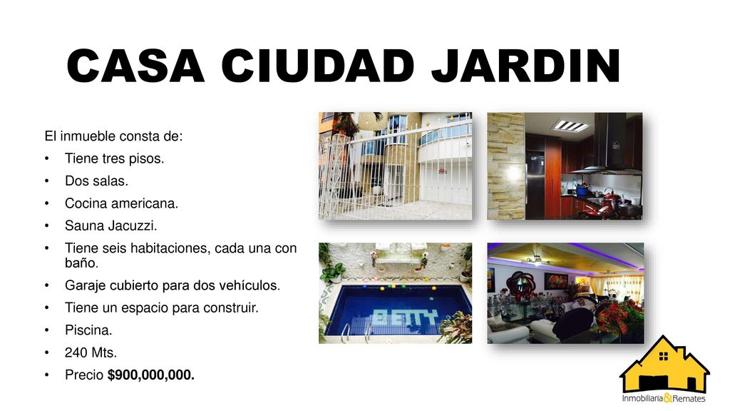 CASA CIUDAD JARDIN El inmueble consta de: Tiene tres pisos. Dos salas.