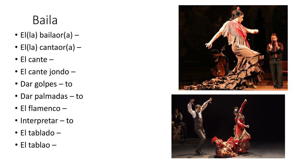 Baila El(la) bailaor(a) – El(la) cantaor(a) – El cante –