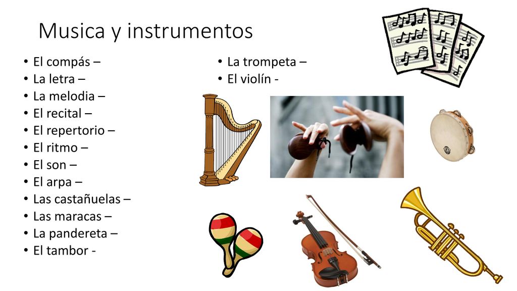 Musica y instrumentos El compás – La letra – La melodia – El recital –