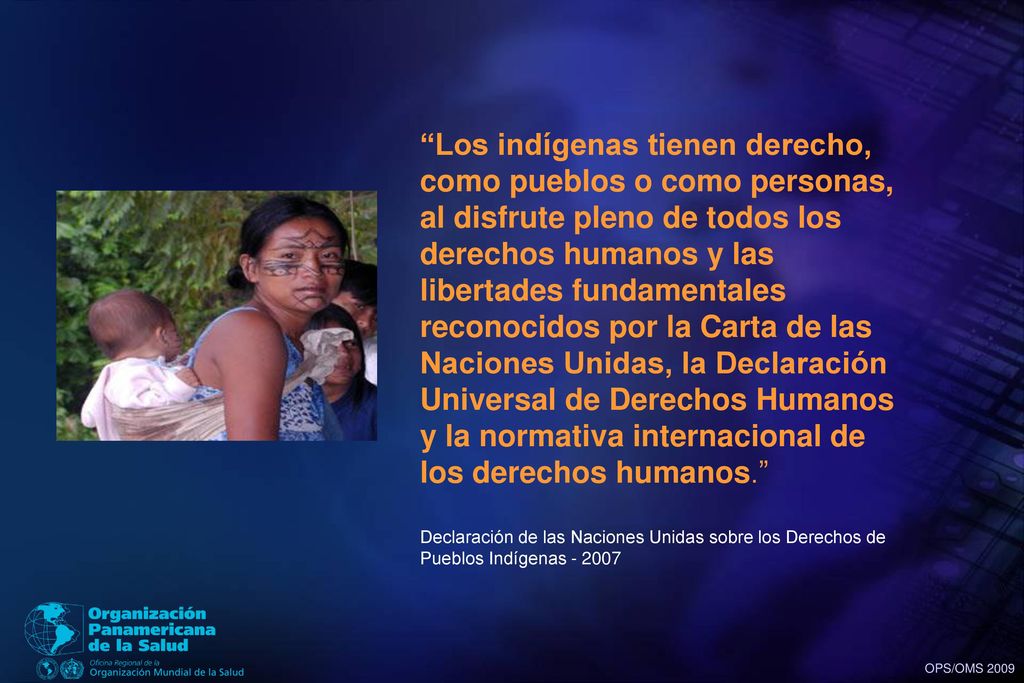 Los indígenas tienen derecho, como pueblos o como personas, al disfrute pleno de todos los derechos humanos y las libertades fundamentales reconocidos por la Carta de las Naciones Unidas, la Declaración Universal de Derechos Humanos y la normativa internacional de los derechos humanos.
