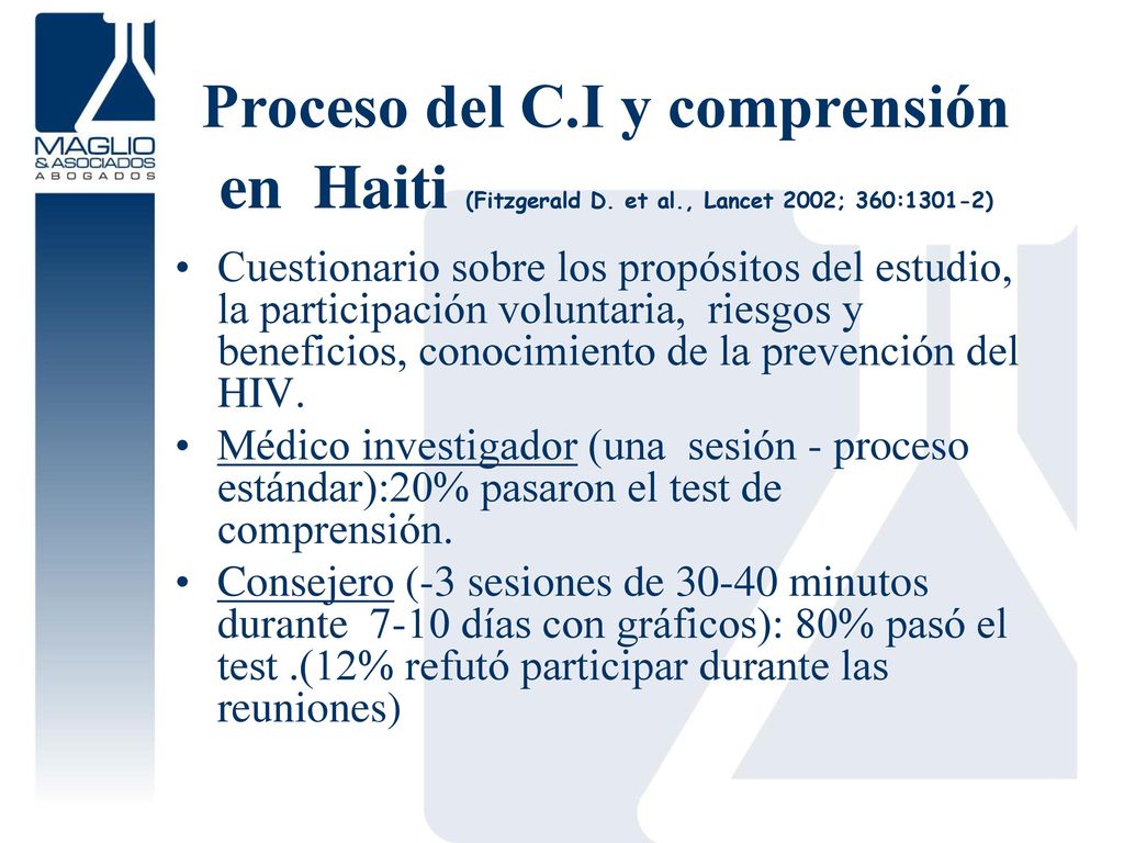Proceso del C. I y comprensión en Haiti (Fitzgerald D. et al