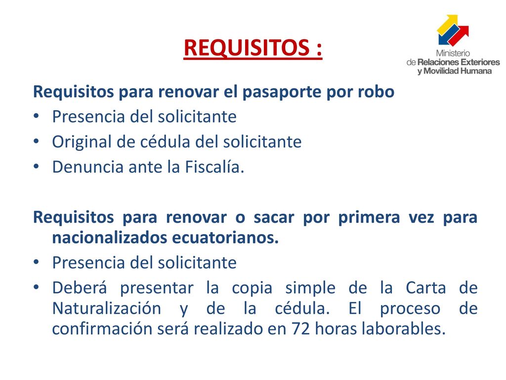 REQUISITOS : Requisitos para renovar el pasaporte por robo