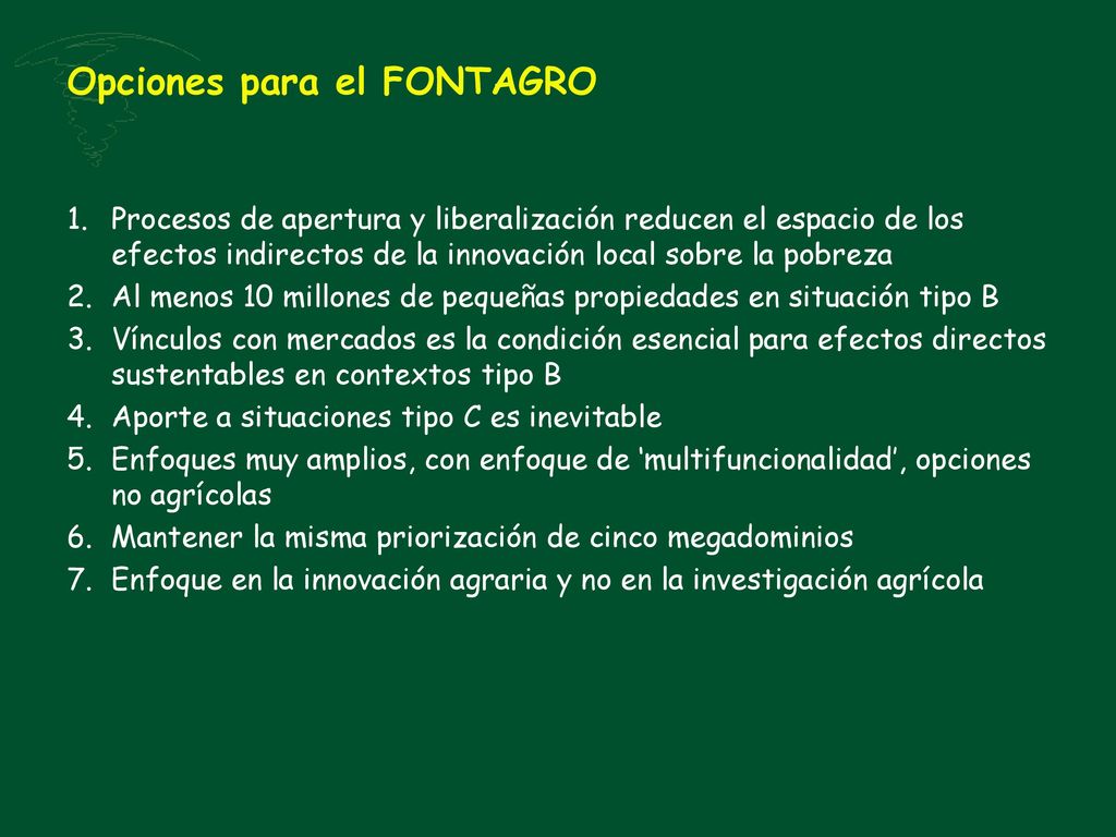 Opciones para el FONTAGRO