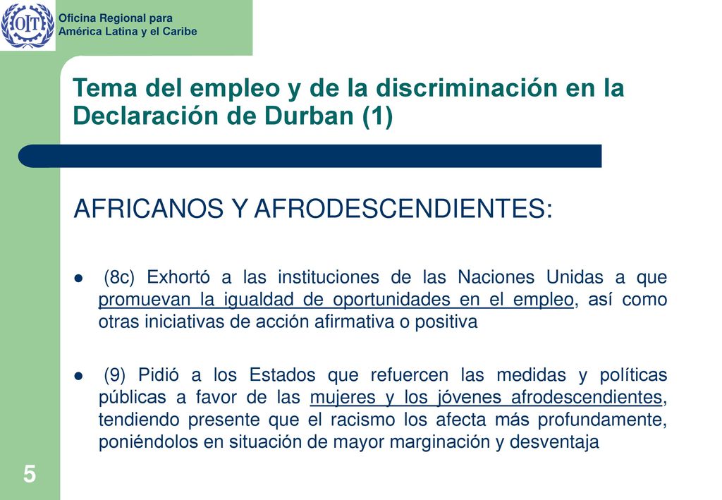 Tema del empleo y de la discriminación en la Declaración de Durban (1)
