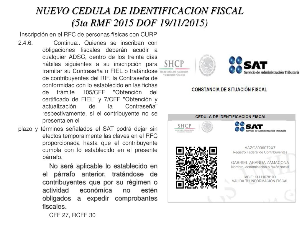 NUEVO CEDULA DE IDENTIFICACION FISCAL (5ta RMF 2015 DOF 19/11/2015)