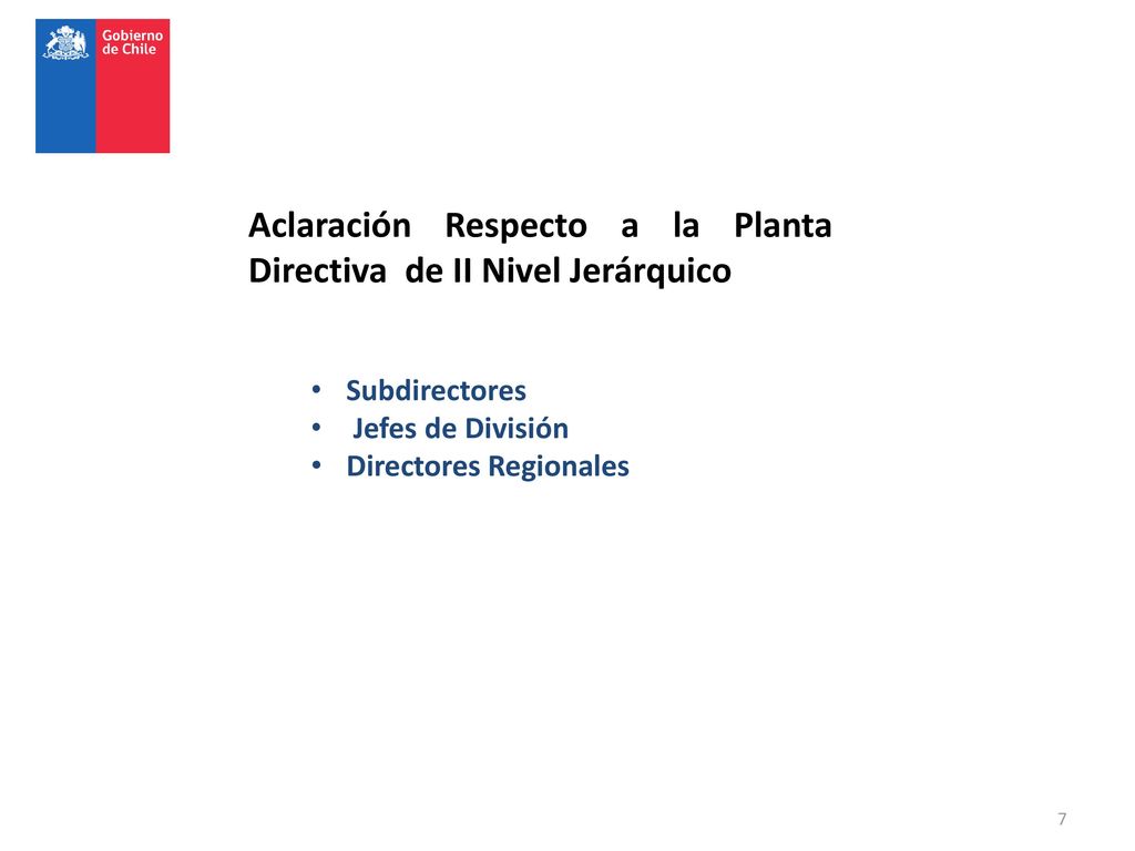 Aclaración Respecto a la Planta Directiva de II Nivel Jerárquico
