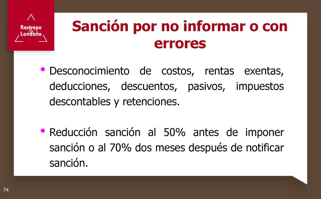 Sanción por no informar o con errores