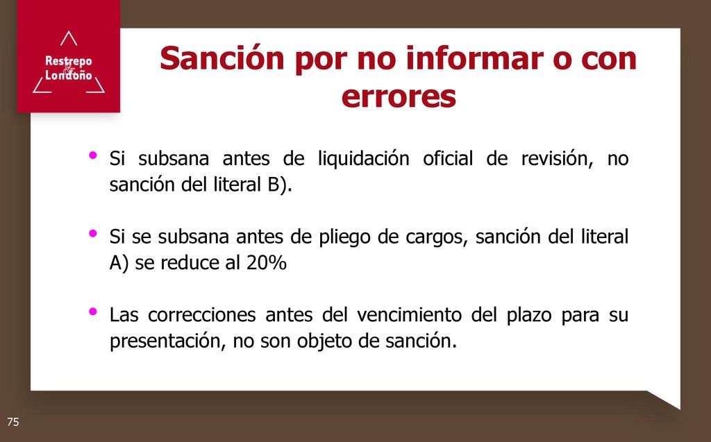 Sanción por no informar o con errores