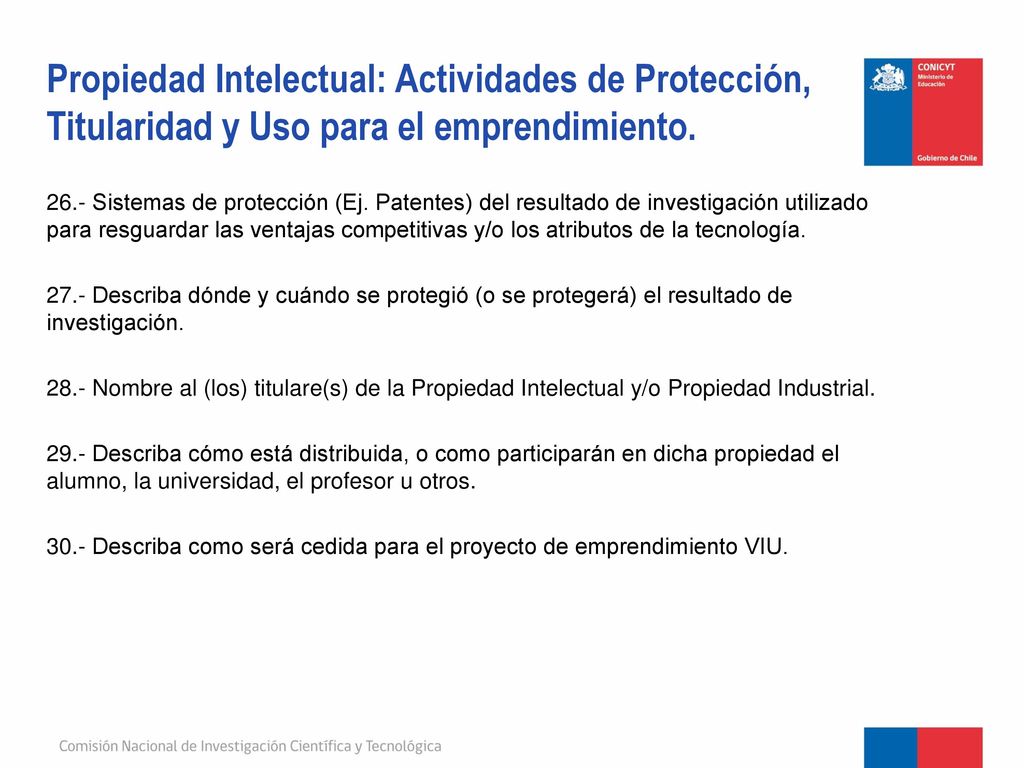 Propiedad Intelectual: Actividades de Protección, Titularidad y Uso para el emprendimiento.