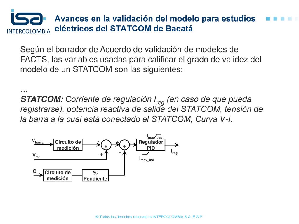 Avances en la validación del modelo para estudios eléctricos del STATCOM de Bacatá