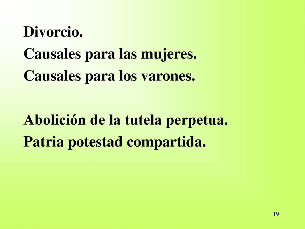 Divorcio. Causales para las mujeres. Causales para los varones.
