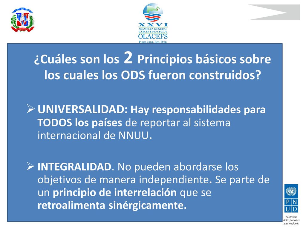 ¿Cuáles son los 2 Principios básicos sobre los cuales los ODS fueron construidos
