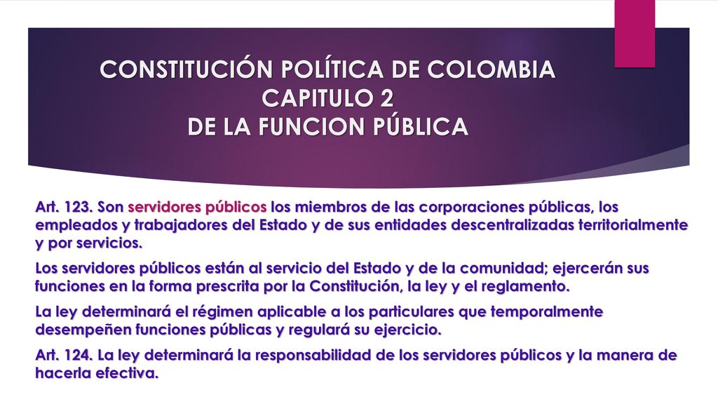 CONSTITUCIÓN POLÍTICA DE COLOMBIA CAPITULO 2 DE LA FUNCION PÚBLICA